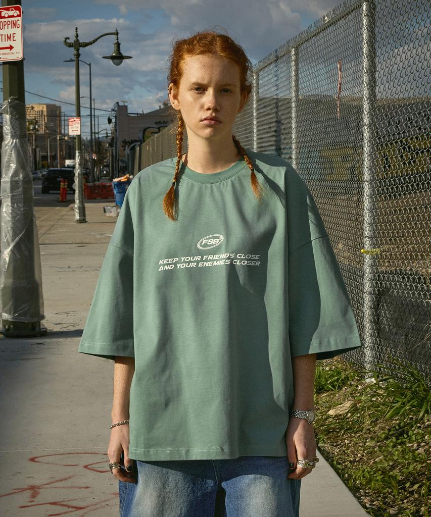 Peullukeu Fsb Logo Oversized Short Sleeve T-Shirt Green Fst327