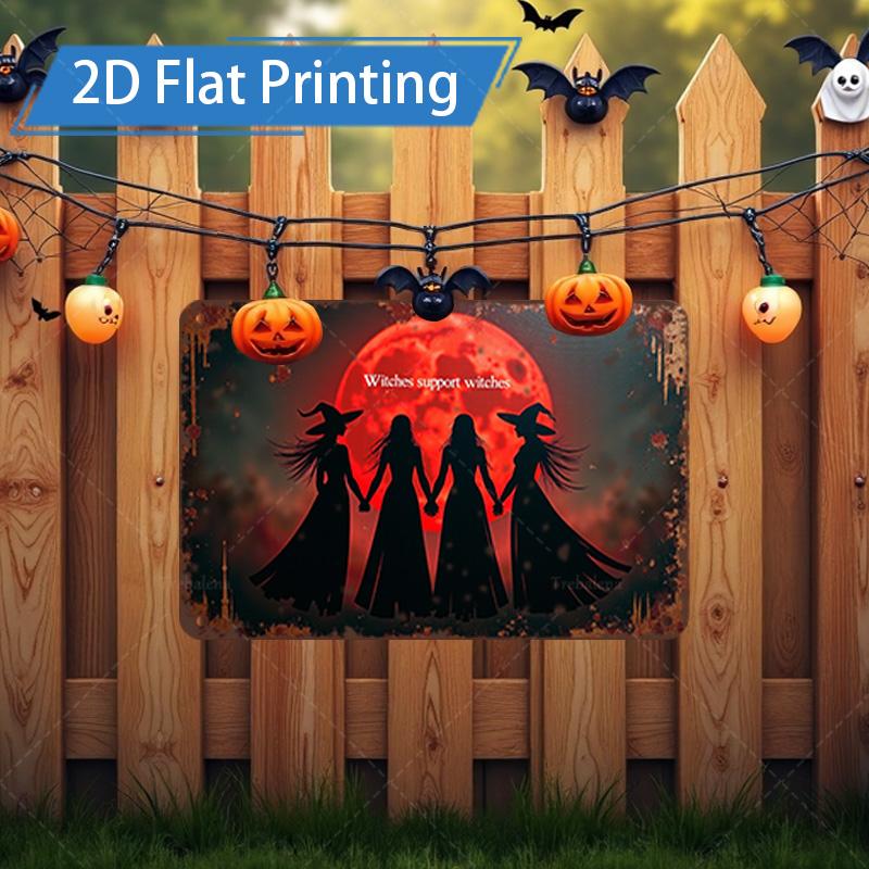 D FLAT pc Metal Sign Halloween Witch Silhouette Metal Art Decor D Print 20x30cm(7.8x11.8inch)