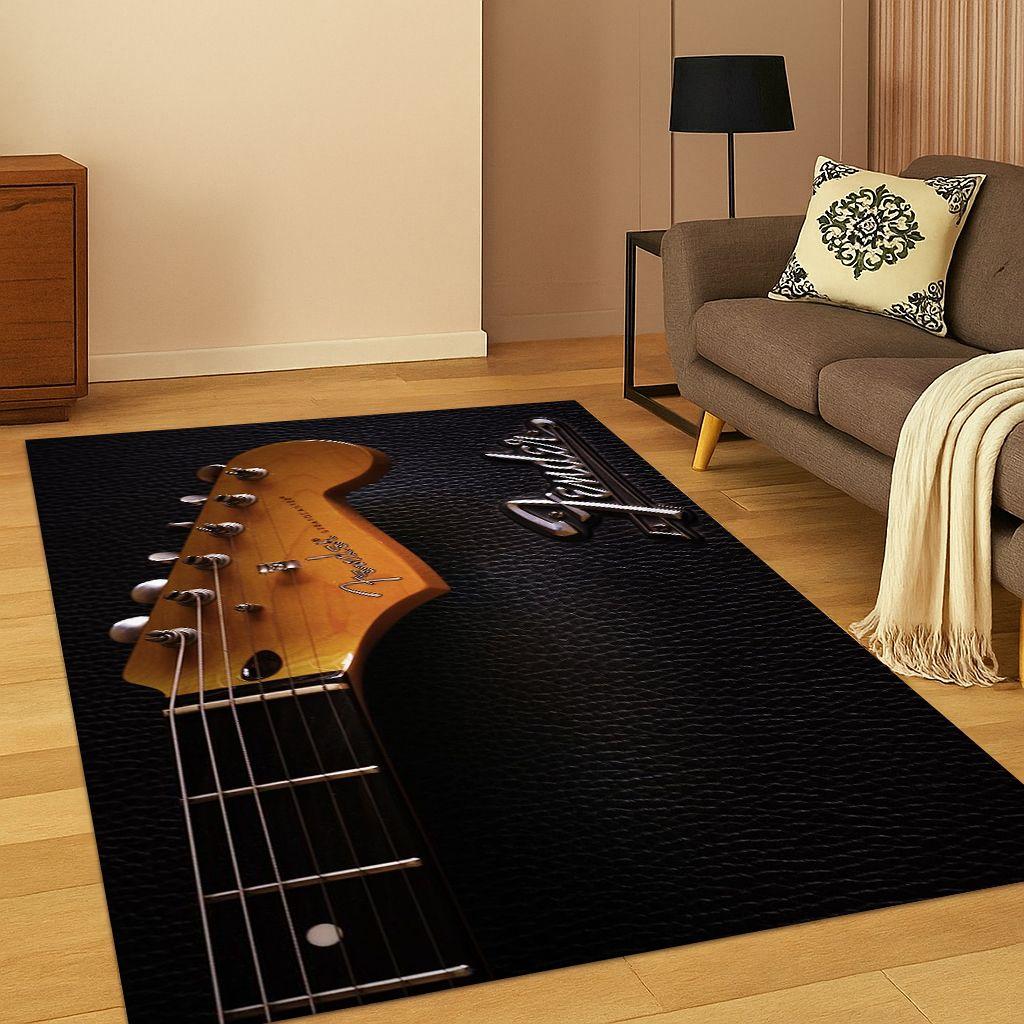 3D Fender Guitar Bass Instrument Music Logo Carpet Rug for Bedroom Living Room Sofa Doormat Home Decor,Area Rug Non-slip Gift