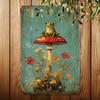 Frog Mushroom Vintage Metal Sign Funny Rainforest Decor Pre Drilled Holes Wall Art Home Garden Cafe