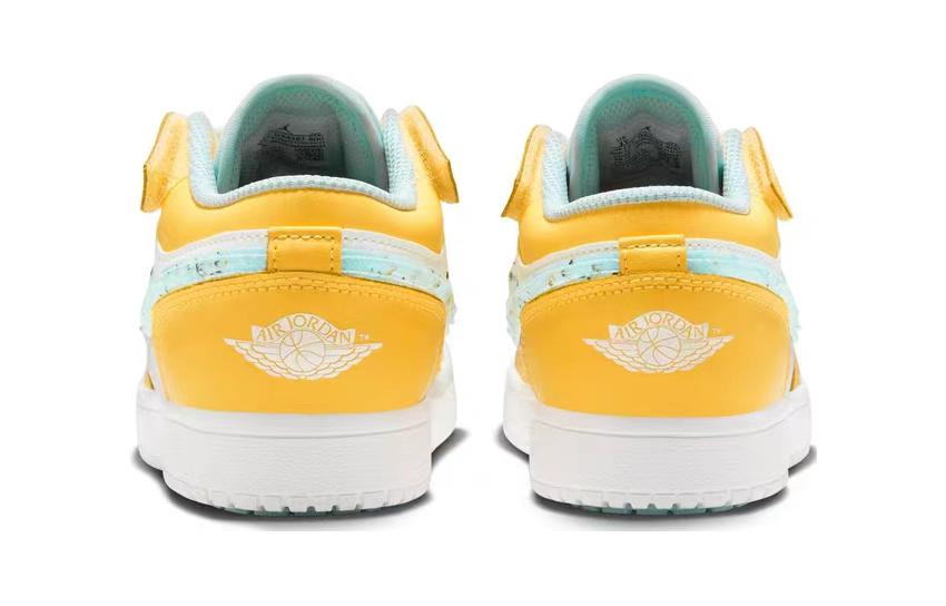 Jordan Air Jordan 1 Low Alt SE PS Canvas Breathable Low top Kids' Skateboarding Shoes Yellow White DX4387-800