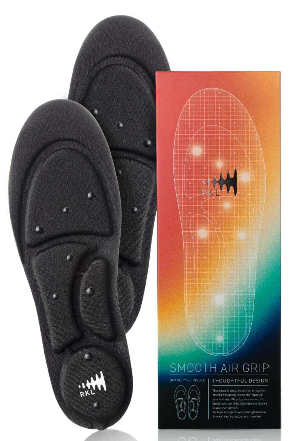 

RKL SMOOTH AIR GRIP Insole Air Cushion Insole for Shock Shock and Walking Support [Official] - Reduction, Absorption, чорний