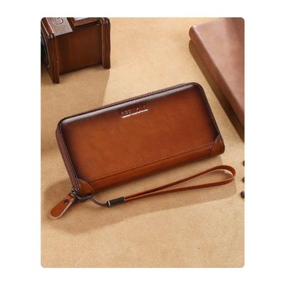 Wallet Long Style Men's New Leather Handheld Phone Bag Dual Use Long Clip Zipper Leather Wallet Foreign Trade Explosive Male