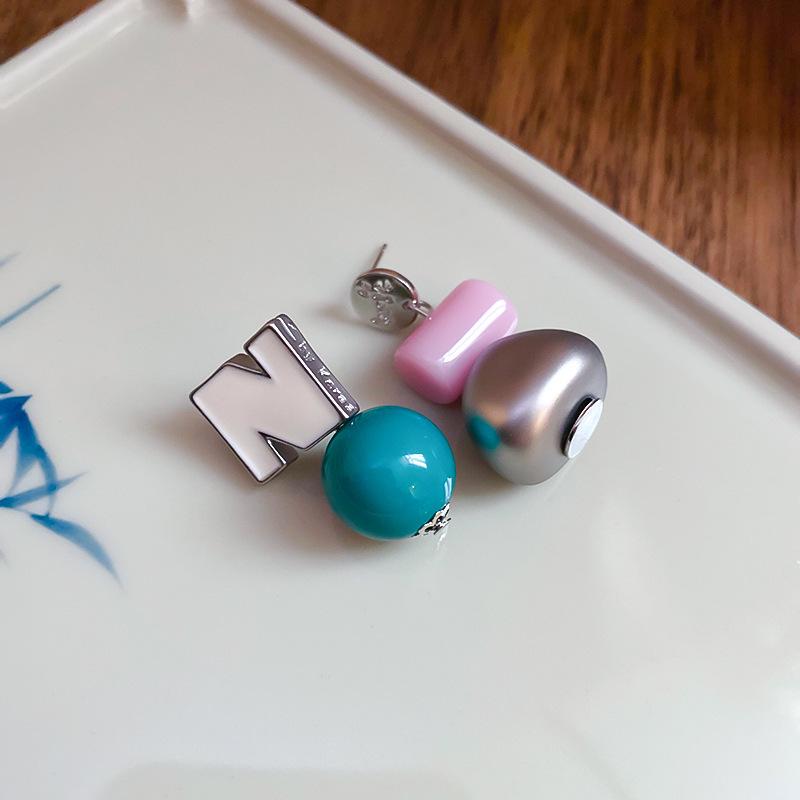 Elegant French Zircon Bead Earrings - Real Gold Plated Silver, Luxurious Studs for Women