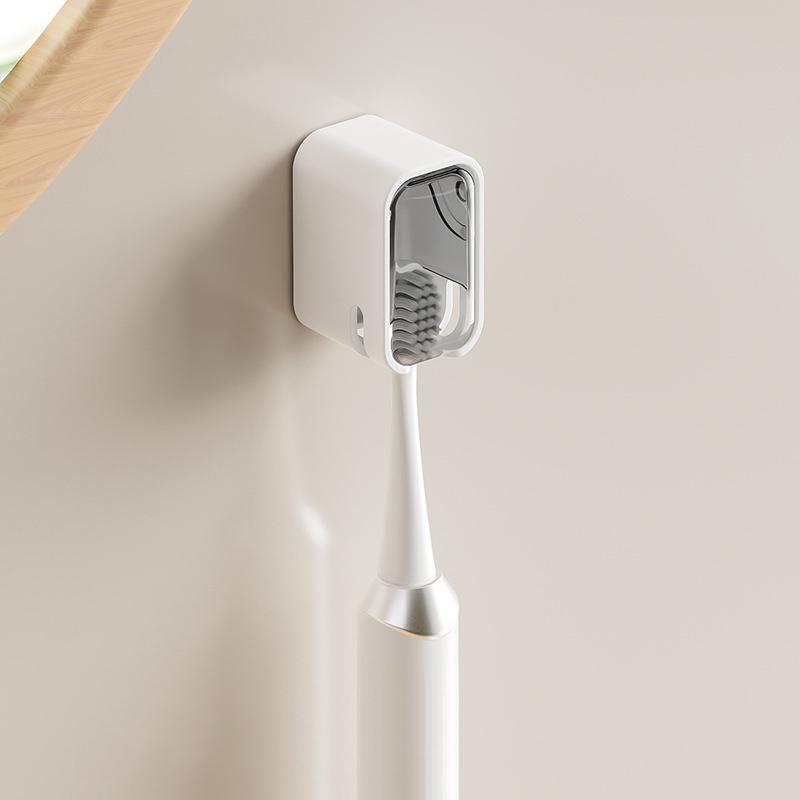 Dustproof Wall Mounted Toothbrush Holder With Cover Self Adhesive Toothbrush Storage Organizer For Shower Bathroom