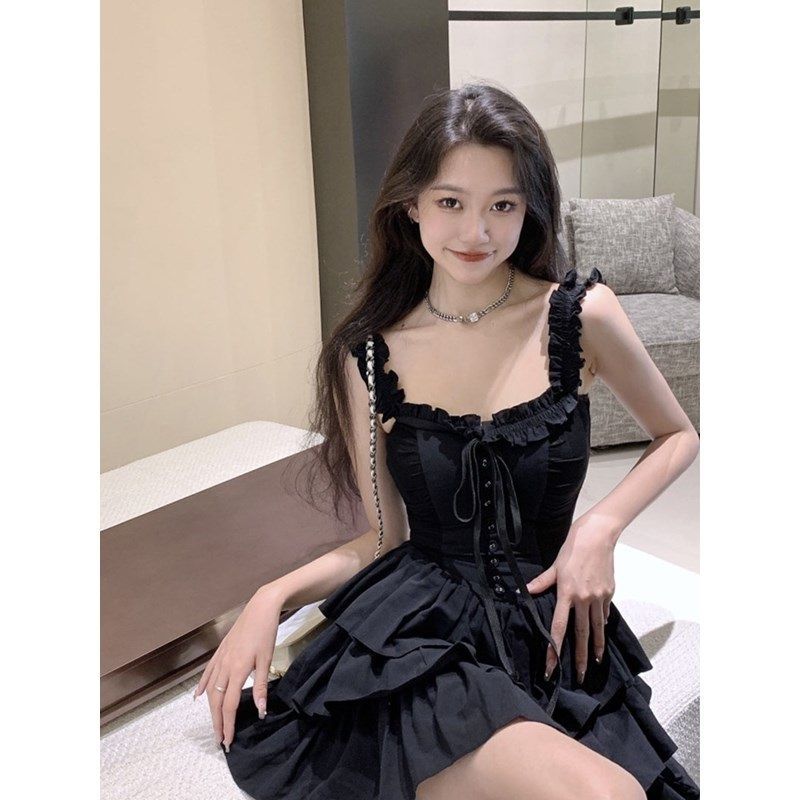 Black suspender dress children's early spring new high-end princess tutu summer