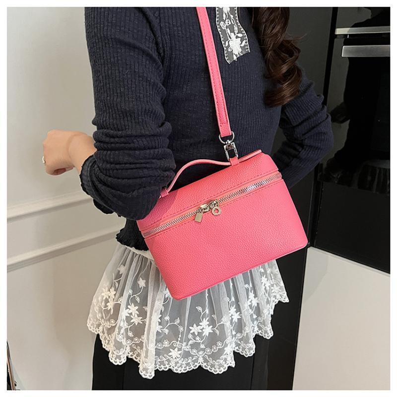 Chic Lychee Grain Women Lunch Tote Bag Insulated Shoulder Crossbody Handheld Bag for Commute Office Food Storage