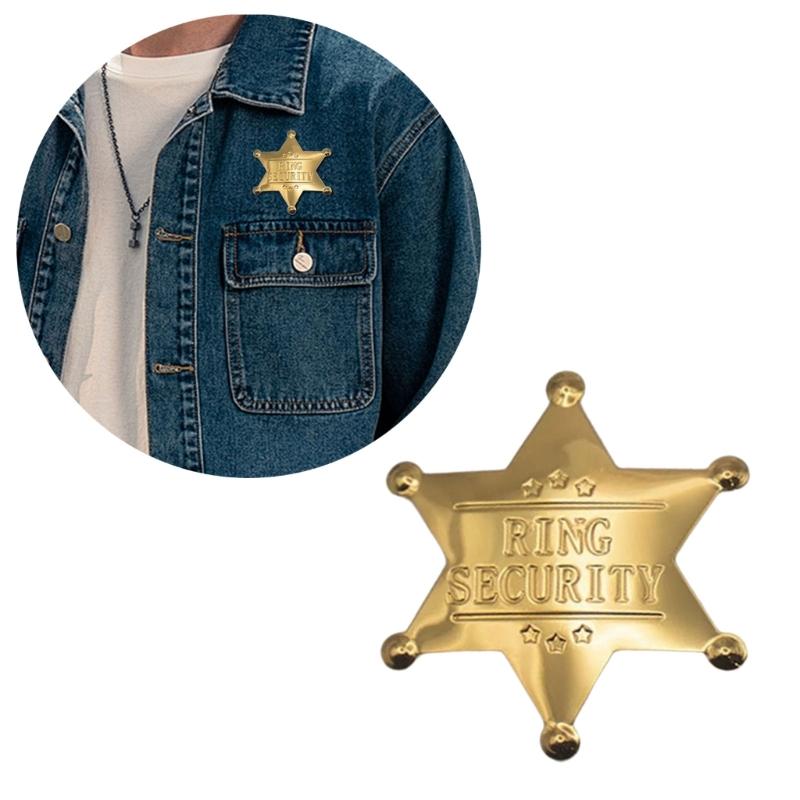 Hexagonal Star Badge Rings Security Badge Pin Decorations Rings Bearer Badge Gift Wedding Accessories for Boys