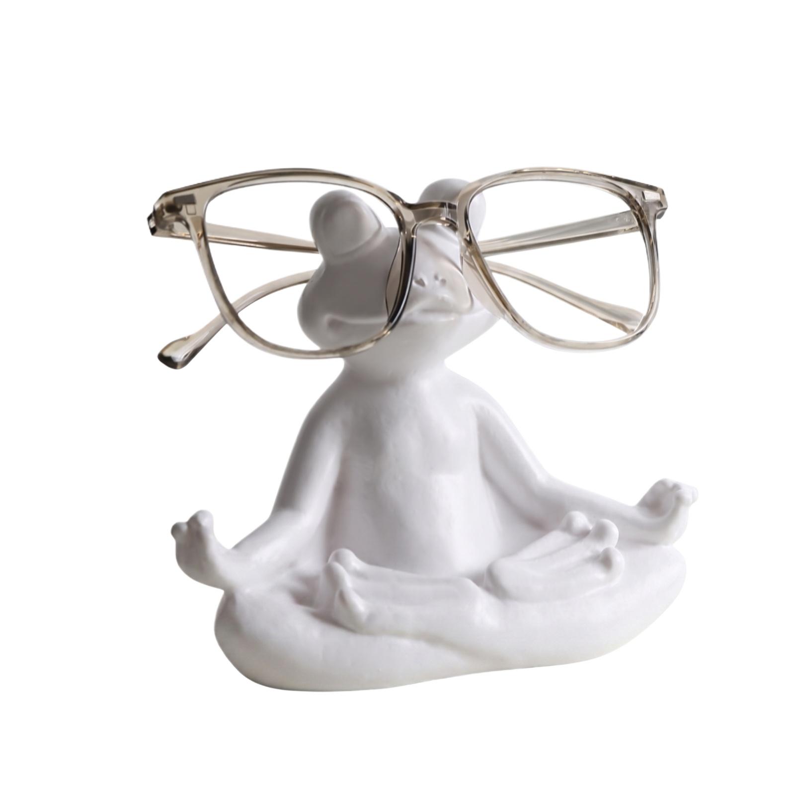 

Creative Desktop Meditation Frog Eyeglasses Holder Resin Sculpture Home Office Decorative Organizer for Glasses Display and Storage one size