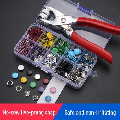 Five-Prong Solid Color Metal Snap Buttons for Baby & Children's Clothing