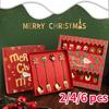 2025 Christmas Spoon and Fork Set Stainless Steel Creative Tableware Coffee Tea Dessert Spoon Spoons with Gift Box 6Pcs New