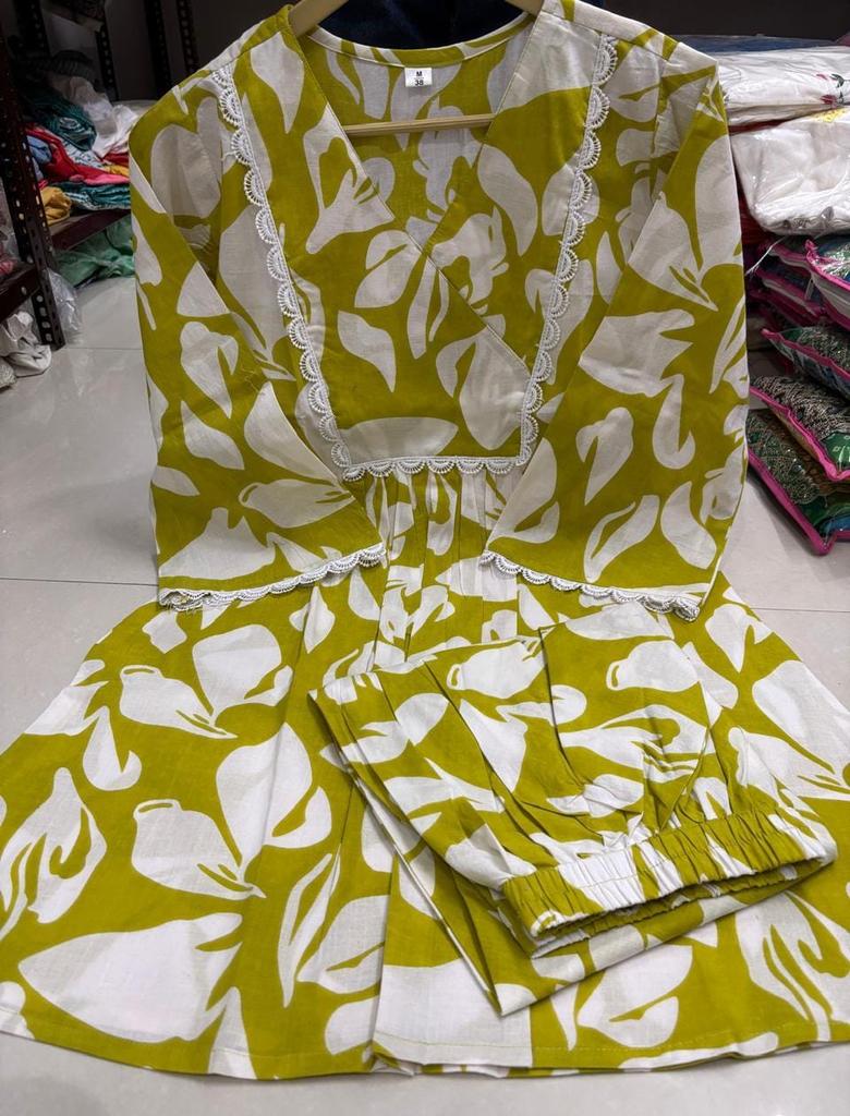 Women Top Tunic Kurta Pant Cord Set Bollywood Designer Kurti Party Wear Cotton Dress