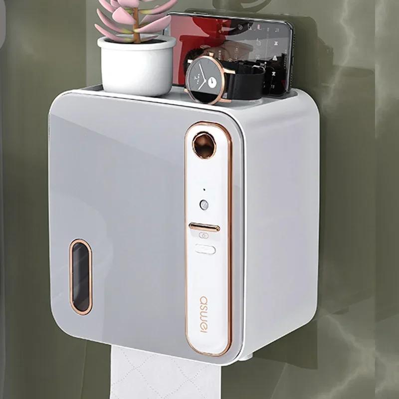 

Intelligent Aromatherapy Toilet Tissue Rack Odor Removal Tissue Box Paper Roll Storage Rack Wall Mounted Non Perforated светло-серый
