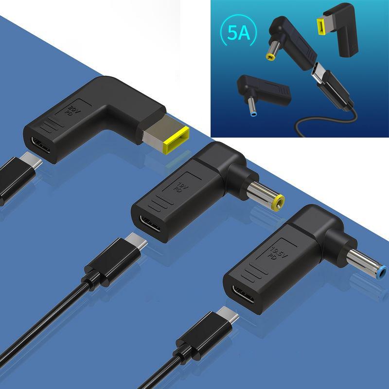 TypeC Female To Dc Laptop Power Adapter Connector Elbow Plug Compatible With For Lenovo Asus Hp Dell Acer - Charging Accessories