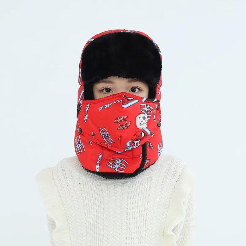 Kids' Velvet-Lined Winter Hat with Ear Protection - Windproof, Warm, and Perfect for Cycling