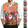 Herre Afslappet Juleprint Strikket Vest, V-hals Ærmeløs Uld Pullover til Pendling