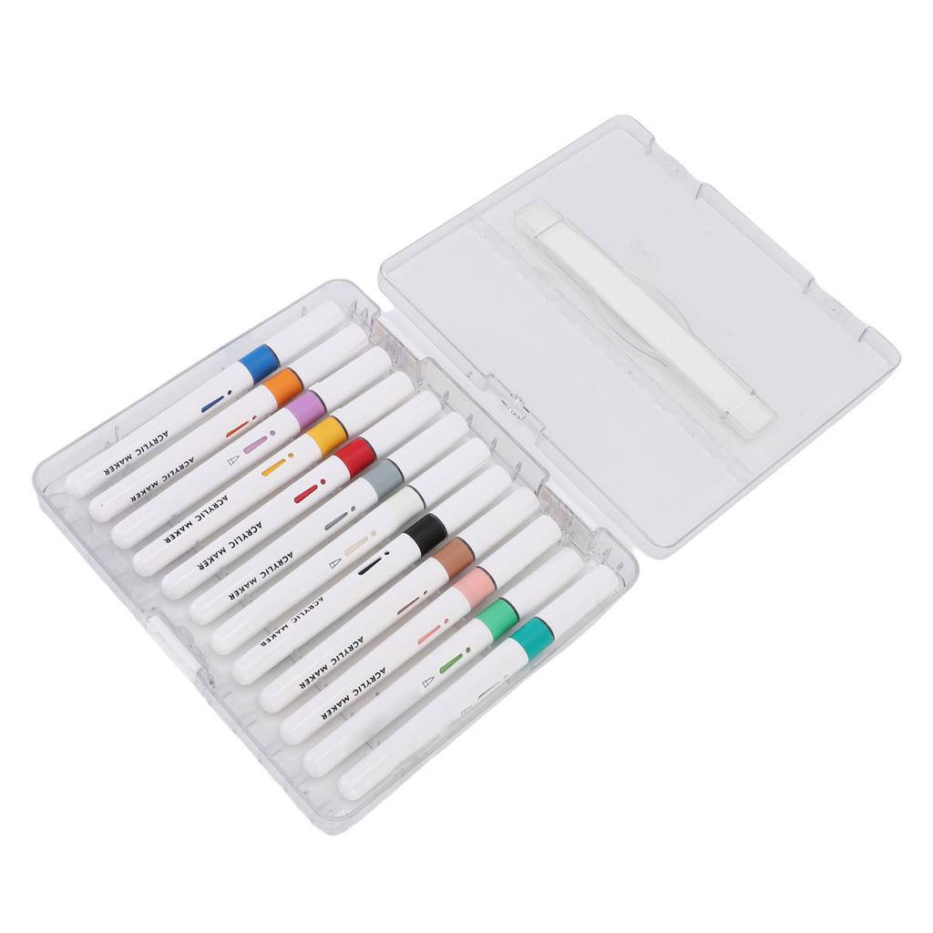 12 Colors Acrylic Paint Pen Set Direct Liquid Tip Markers for Art Writing Drawing Crafting Projects White Rod