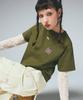 Casual Box Logo and Face Short Sleeve Olive X-girl Tee, Women's,
