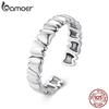 BAMOER 925 Sterling Silver Statement Bands for Women Dainty Stackable Teeth Ring Party Jewelry Gift SCR1104-E