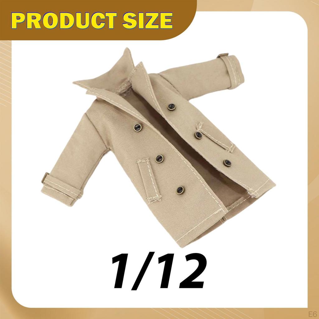 1/12 Figure Clothes Trench Coat Kids Gifts Cloth Windbreaker Mini Doll Model Costume for 6" Male