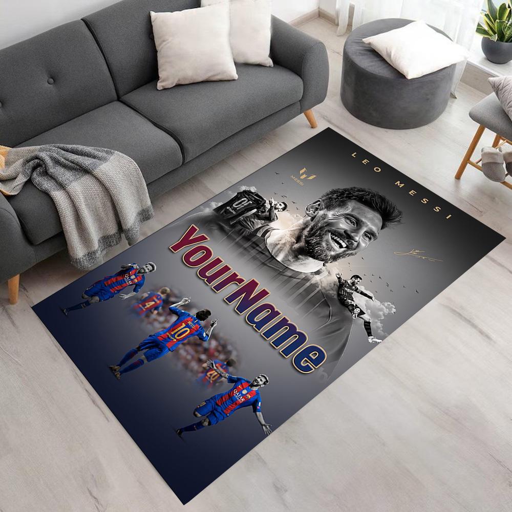 Messi Personalized Name Area Rug Design for Outdoor Decorate Room Hallway Entryway Antislip Carpet Anime Office Decor Gift for Festivals