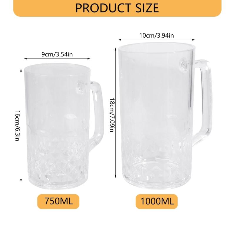 Shatterproof Acrylic Beer Mug with Handle German style Beer Festival Drinking Cup Festival Parties Supplies