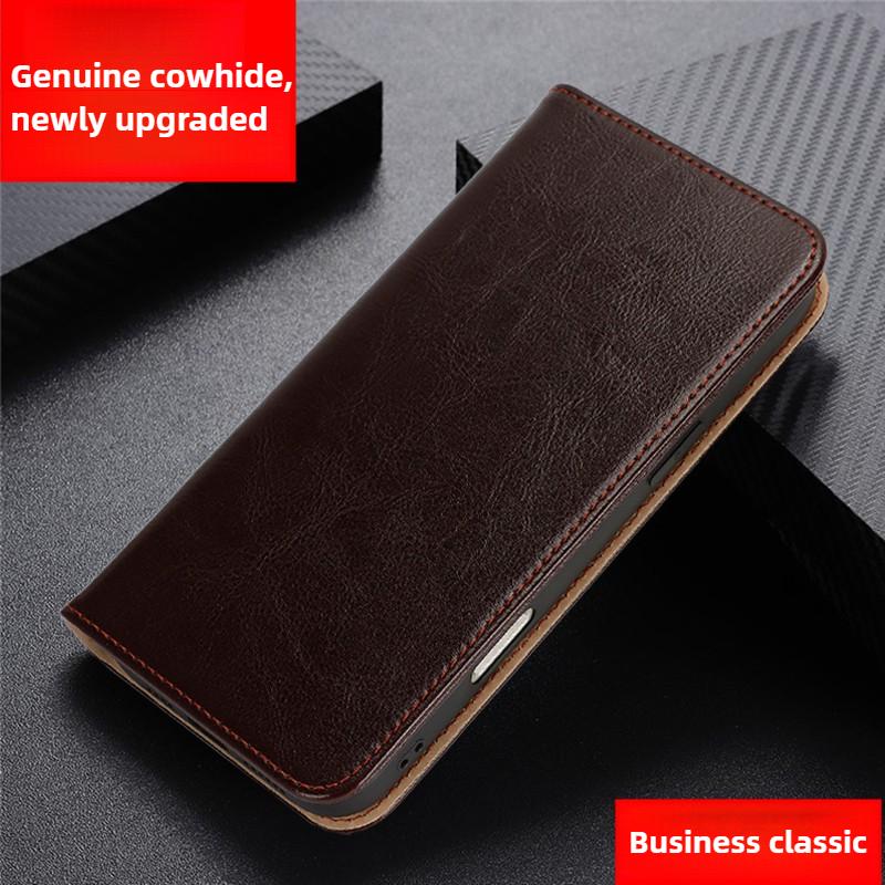 Genuine Leather Flip Case for IPhone 17 Pro Case with Card Slot Full Protection Folding Stand Case for IPhone Air IPhone17ProMax