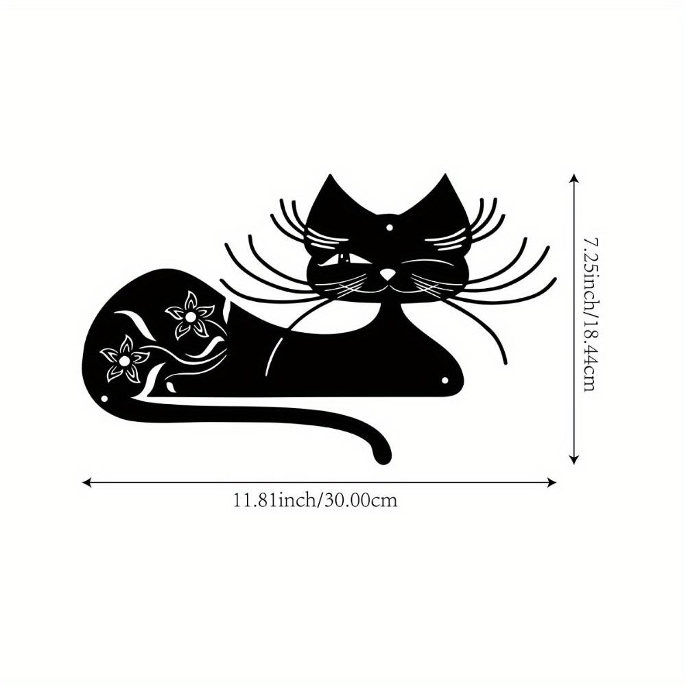 Black Metal Cat Wall Art 11.81 inch Iron Sculpture Indoor Outdoor Garden Patio Living Room Balcony Decor No Power Required Home Statue