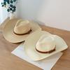 Voksen Cowboyhatt for Menn Kvinner Westernfest Strå Cowgirlhatt Klassisk Rull opp Fedorahatt med Spennebelte