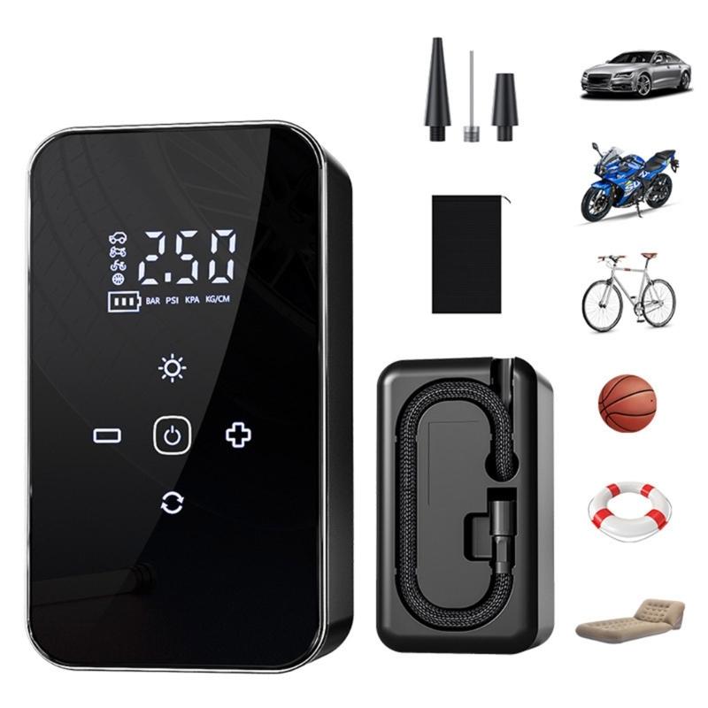 Rechargeable Air Compressor Vehicle Motorcycle Tire Inflator Pump Digital Display Pressure Gauge Detection with LED Lamp