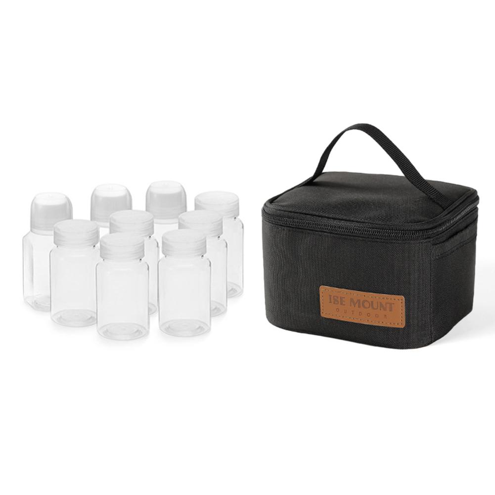 9Pcs Camping Spice Storage Bag Built-in Mesh/Side Pocket Separable Storage Bag 100ml Liquid/Filter Bottle with Funnels/Sticker