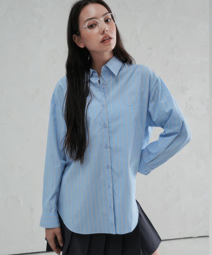 VIVACIOUS Fraise Unbalance Stripe Shirt - 2Col