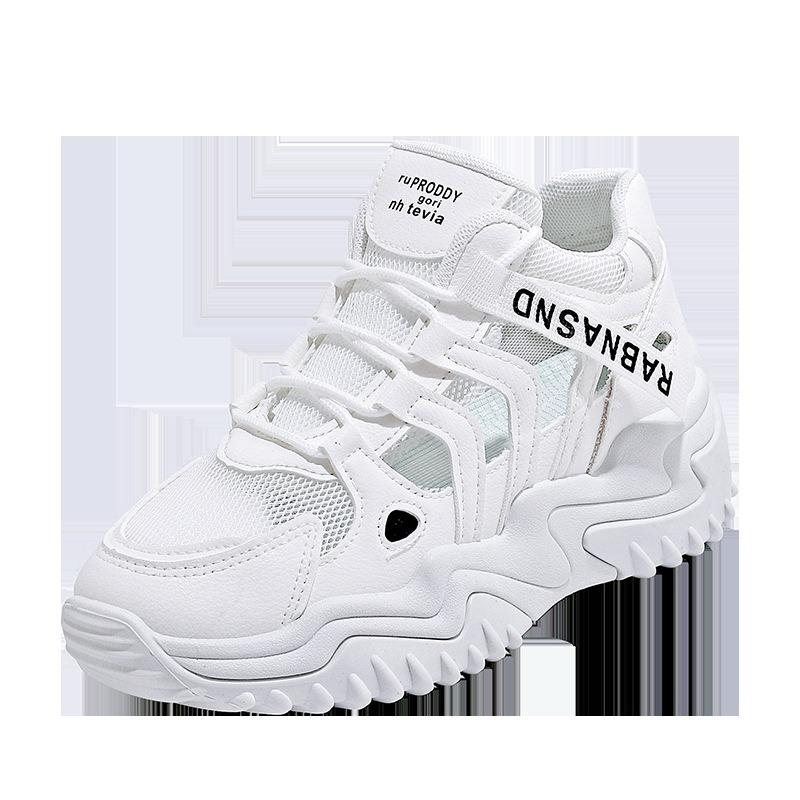 Dad Shoes Perforated Mesh Shoes Breathable Student Sports Shoes Casual Sandals Thick-soled Shoes