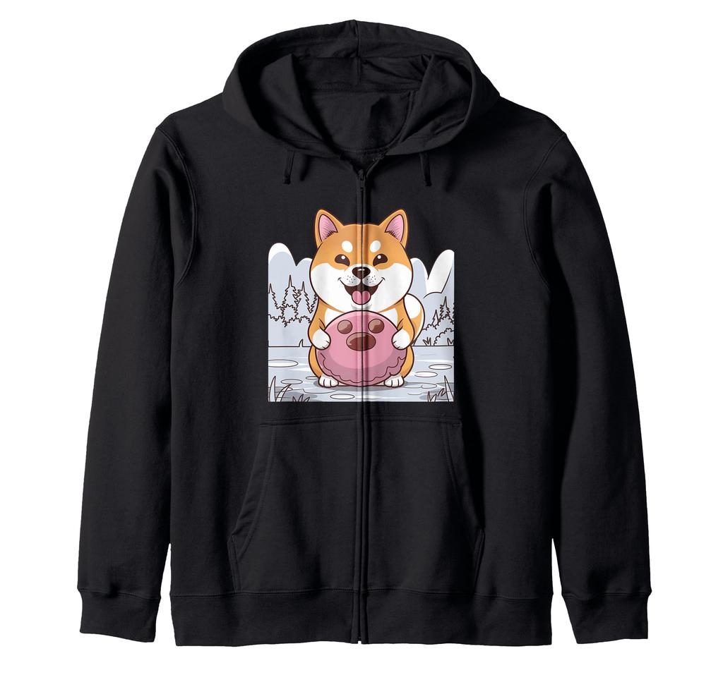 Funny and cute Shibuken dog plush toy, Rabby, zip-up hoodie