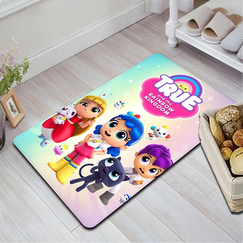 True and the Rainbow Kingdom animiertes Print-Design Teppich Bodenmatte für Wohnzimmer oder Schlafzimmer Weicher und bequemer Teppich ein Geschenk für Geburtstag und Feiertage