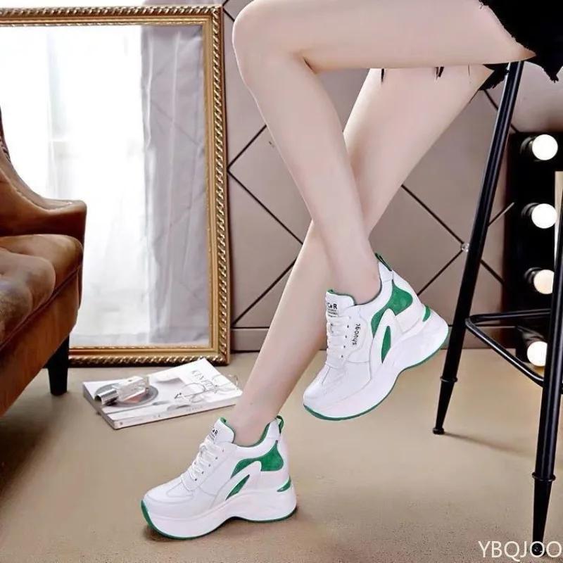 Fashion Color Blocked Interior Height Increasing Sports Women's Shoes 2025 Fashionable Thick Soled Casual Versatile Slimming Vulcanized