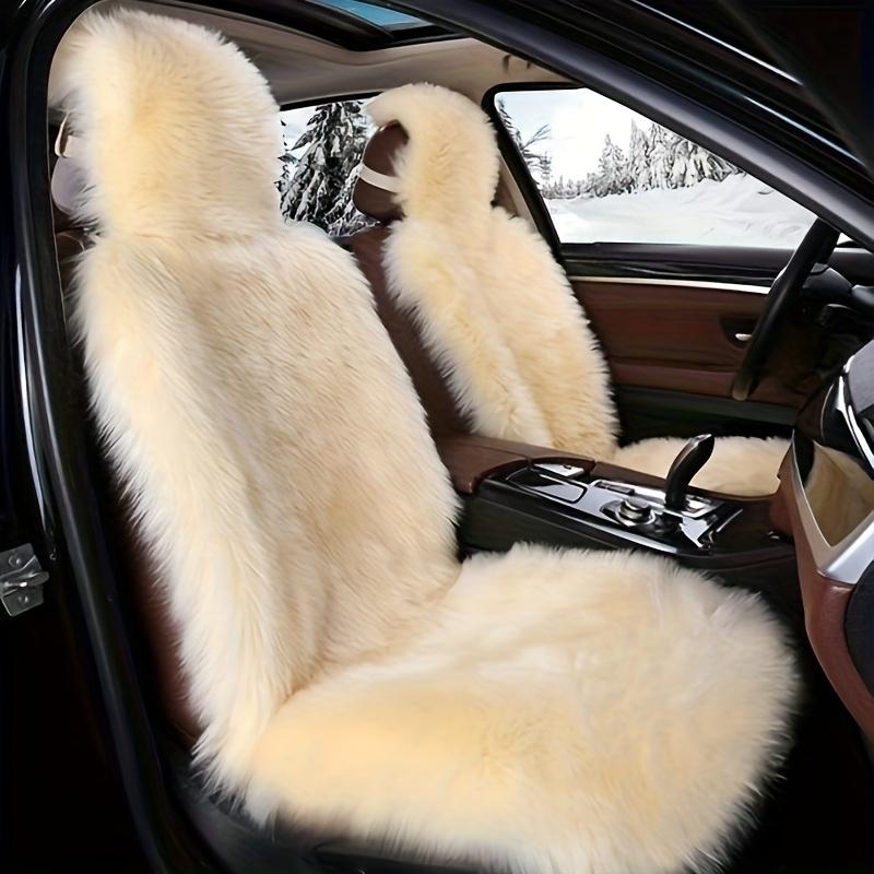 

Зимняя подушка на автомобильное сиденье - Плюшевый чехол из искусственной овчины, Мягкий наполнитель из пены, Теплое противоскользящее сиденье водителя/пассажира, Портативное, сжимаемое, со съемным чехлом 1pc бежевый