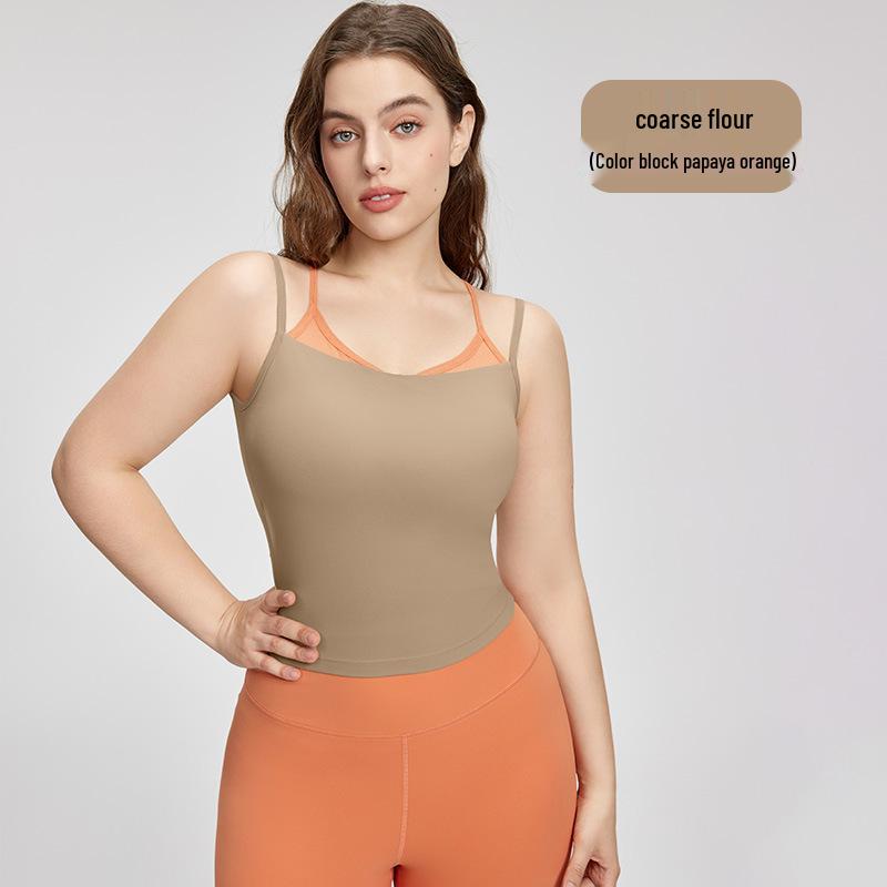 

Топ-майка для йоги большого размера с сетчатой спинкой-борцовкой и съемными вкладышами - Утягивающая талию майка для женщин Size 0 (100-125 lbs)