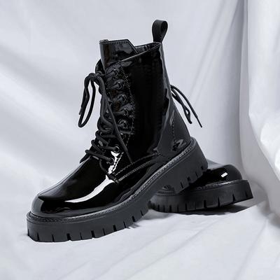 FashionWinter New Leather Men's Boots Black Fashion Motorcycle Boots Platform All-match Outdoor Boots Zapatos Para Hombres Male Boats