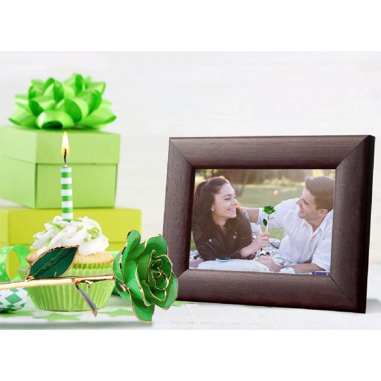 24K Green Rose for Her, Eternal Love Real Gold Plated Rose Flower, Best Present for Wife/Mom/Girlfriend Anniversary, Wedding, Birthday, Graduation