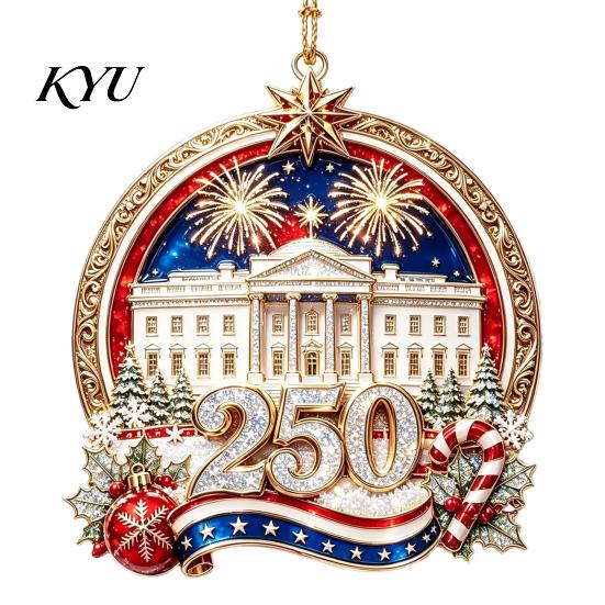 250th Anniversary Commemorative Gift 250 USA Christmas Ornament, United States 1776-2026 Tree Patriotic Decor Keepsake, Acrylic Holiday Hanging