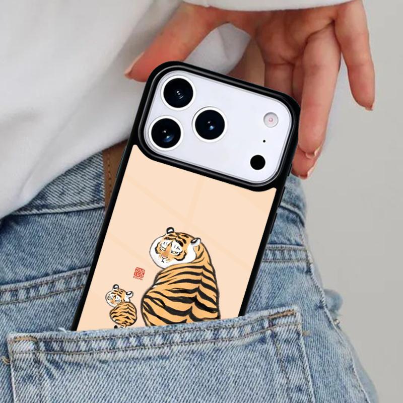 Cute Cartoon Tiger Phone Case for iPhone 16e 15 14 13 12 17 Pro Max Plus Air 17pro Cover Coque