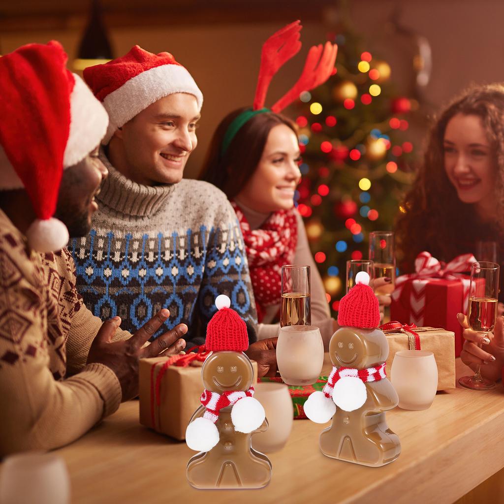 1 Set 1 Set Of Gingerbread Man Juice Bottles 300Ml Christmas Beverage Containers Spill-Proof Portable Empty Wrapping Bottles For