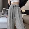Sommerhose für kleine Frauen mit hohem Bund, Streifen und weitem Bein