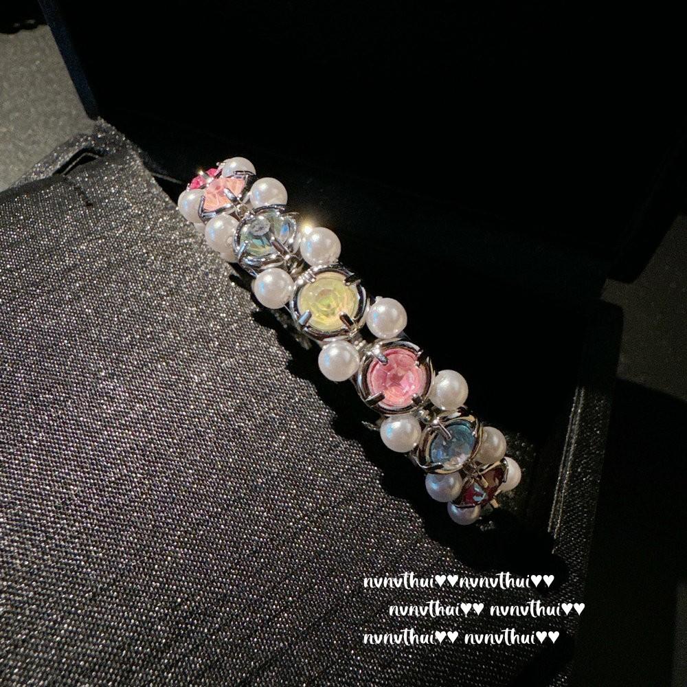 Flower Fairy Sugar Cube Gem Pearl Shredded Silver Necklace, Papalacha, Argyle Pink Flower Zircon Earrings