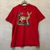 Vintage 90s Deer Graphic Red Cotton Polyester T Shirt Size Large
