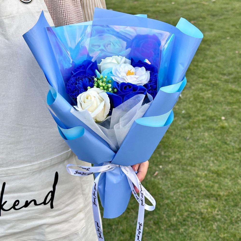 

Artificial Rose Bouquet Rose Decoration Fake Flower New Artificial Flowers Wedding Decor синій