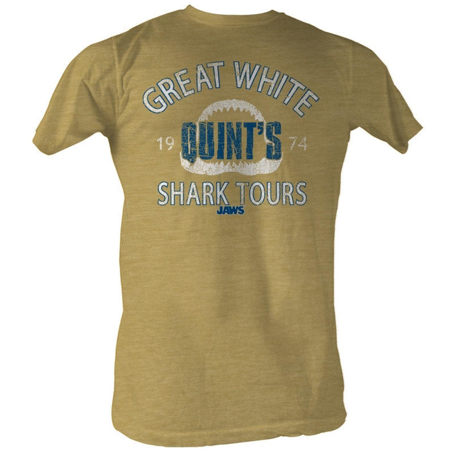 Jaws Shark Tour Khaki Heather Adult T-Shirt 3XL
