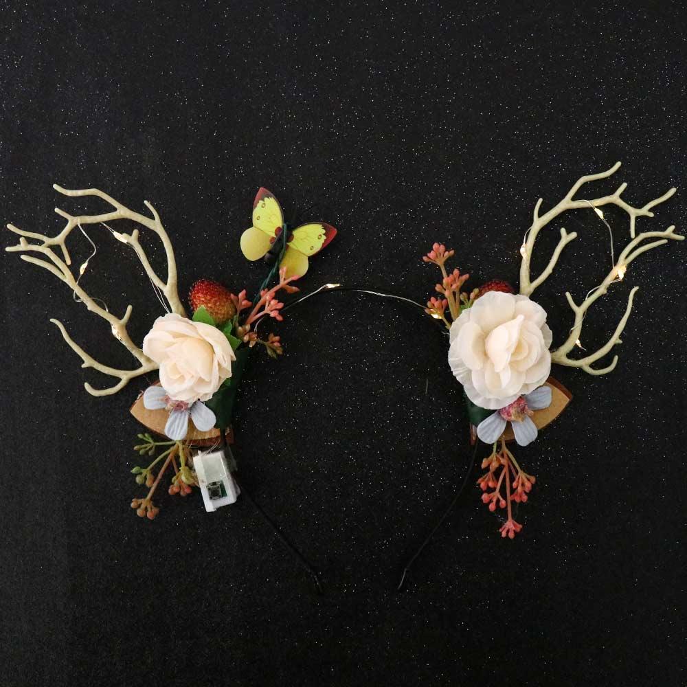 Haarschmuck im koreanischen Stil Foto-Requisiten Weihnachts-Haarreif Elchohren Stirnband Leuchtendes Stirnband Feen-Hirschohr Damen-Haarschmuck