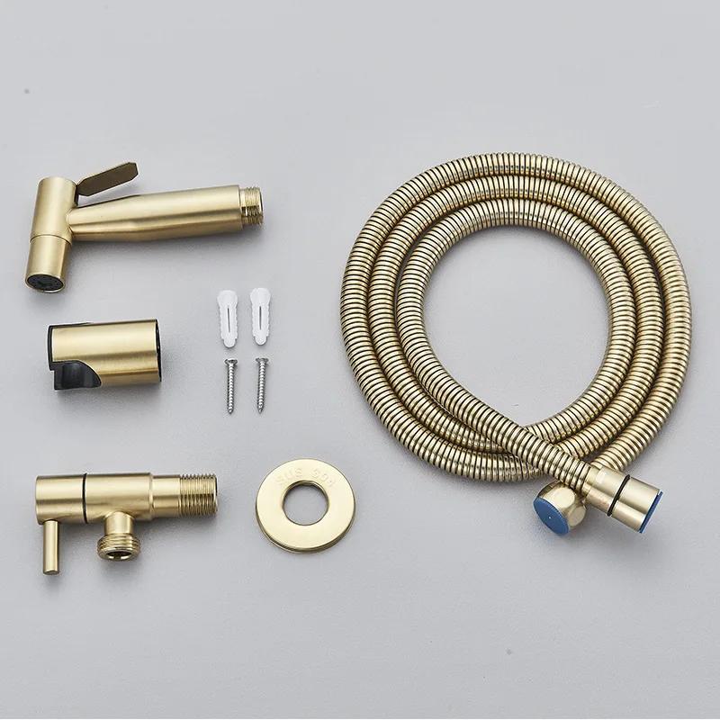 Set Accesorii Spray Bideu Portabil Auriu Periat Faucet Bideu Negru pentru Baie Pulverizator Autocurățare